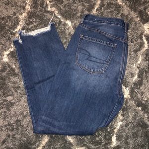 Distressed girlfriend jeans